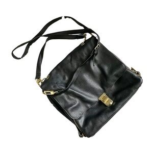Steve Madden Pebbled Faux Leather Messenger Bag Large Black Classic Neutral